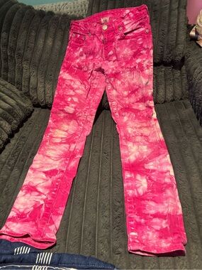 True Religion Girls Fuchsia Casey Tie Dye Jeans, Size 12